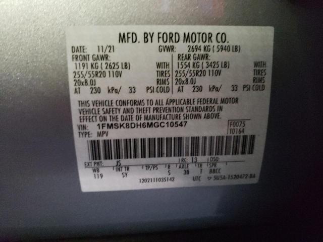 Photo 12 VIN: 1FMSK8DH6MGC10547 - FORD EXPLORER 