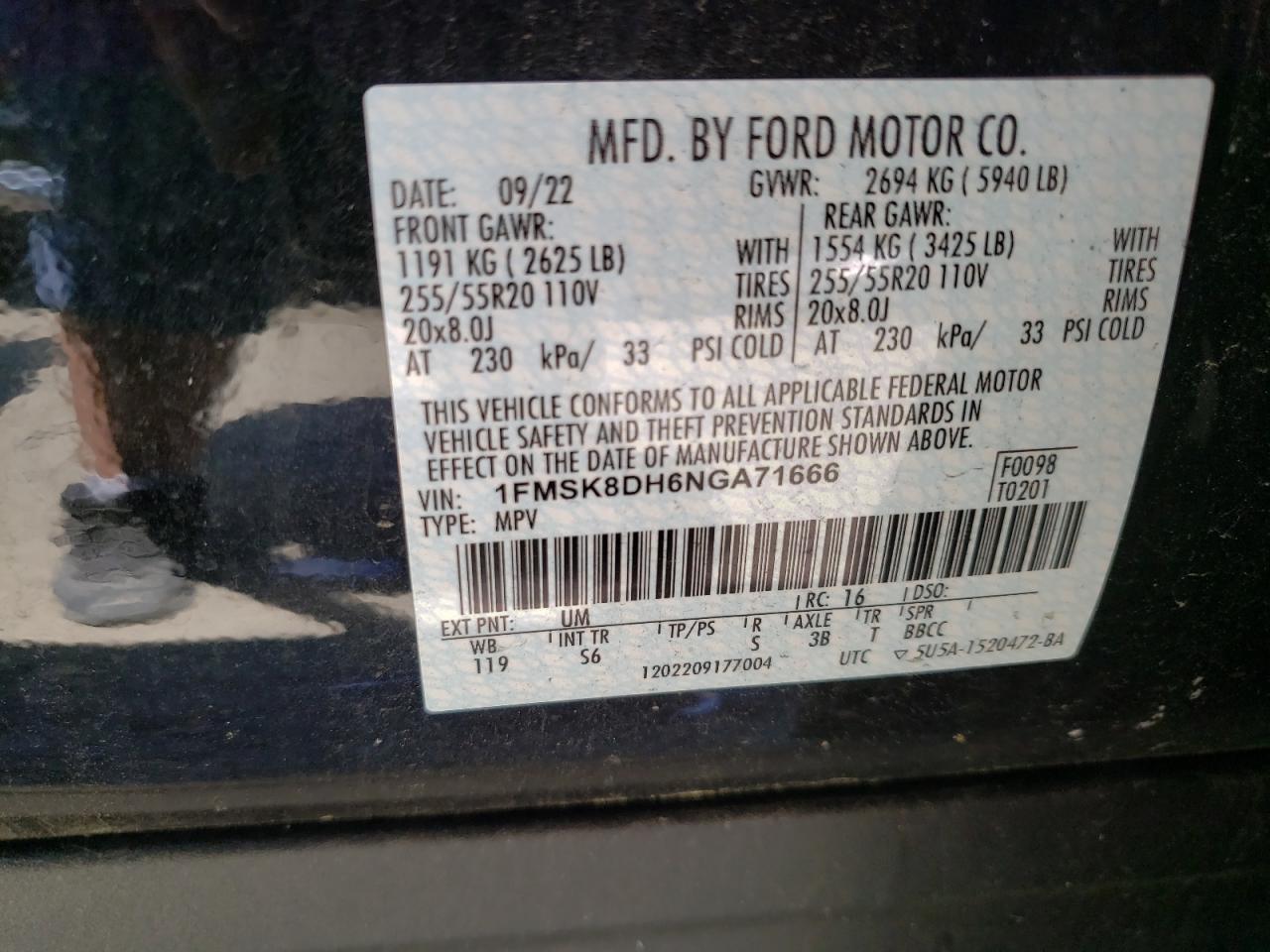 Photo 13 VIN: 1FMSK8DH6NGA71666 - FORD EXPLORER 