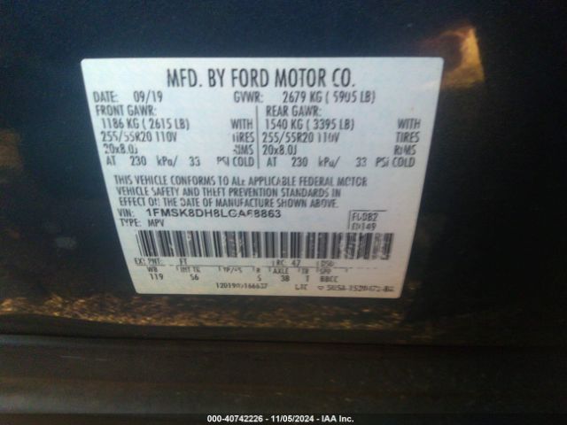 Photo 8 VIN: 1FMSK8DH8LGA68863 - FORD EXPLORER 