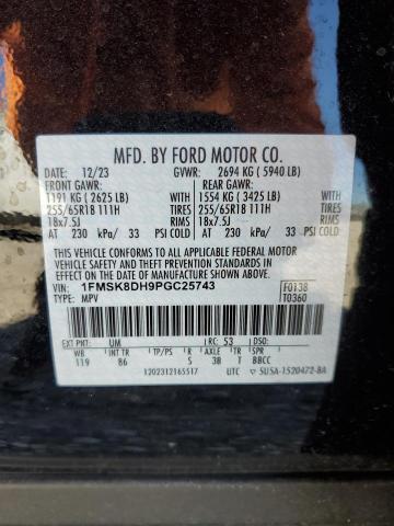 Photo 12 VIN: 1FMSK8DH9PGC25743 - FORD EXPLORER X 