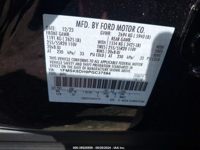 Photo 8 VIN: 1FMSK8DH9PGC37584 - FORD EXPLORER 