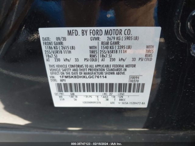 Photo 8 VIN: 1FMSK8DHXLGC76114 - FORD EXPLORER 