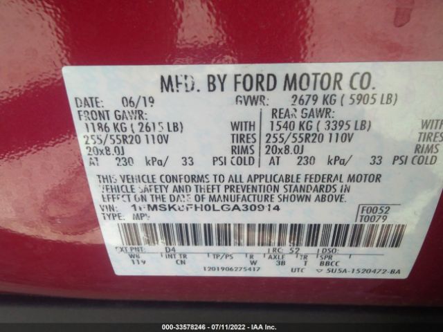 Photo 8 VIN: 1FMSK8FH0LGA30914 - FORD EXPLORER 