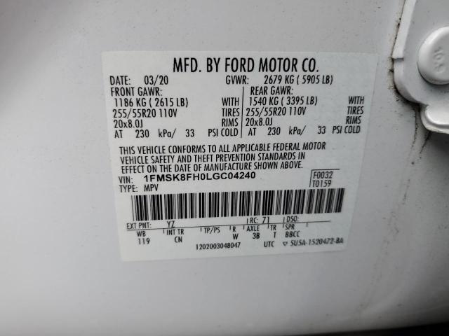 Photo 12 VIN: 1FMSK8FH0LGC04240 - FORD EXPLORER L 