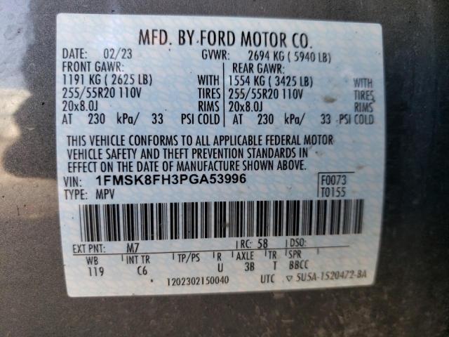 Photo 12 VIN: 1FMSK8FH3PGA53996 - FORD EXPLORER L 