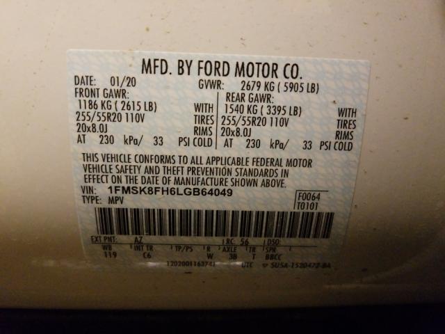 Photo 9 VIN: 1FMSK8FH6LGB64049 - FORD EXPLORER L 