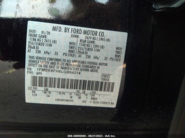 Photo 8 VIN: 1FMSK8FH6LGB64214 - FORD EXPLORER 