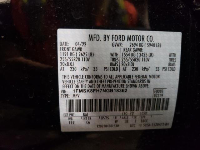 Photo 9 VIN: 1FMSK8FH7NGB18362 - FORD EXPLORER L 