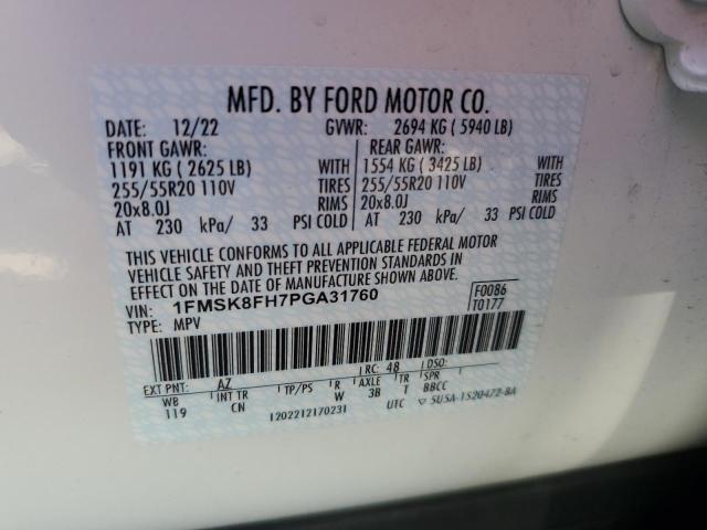 Photo 12 VIN: 1FMSK8FH7PGA31760 - FORD EXPLORER L 