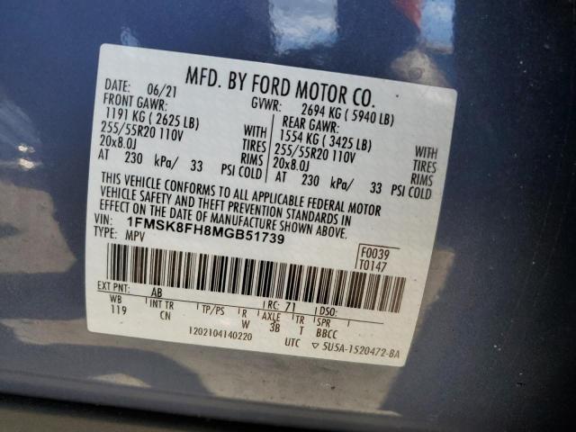 Photo 12 VIN: 1FMSK8FH8MGB51739 - FORD EXPLORER L 