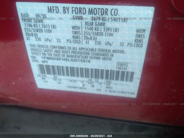 Photo 8 VIN: 1FMSK8FH9LGD15918 - FORD EXPLORER 