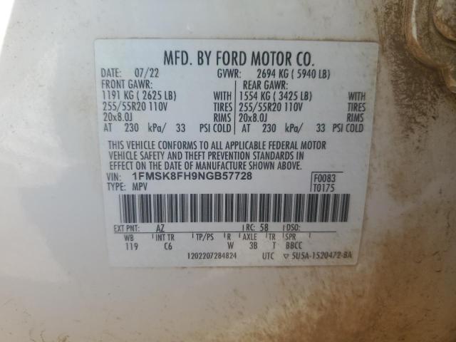 Photo 12 VIN: 1FMSK8FH9NGB57728 - FORD EXPLORER L 