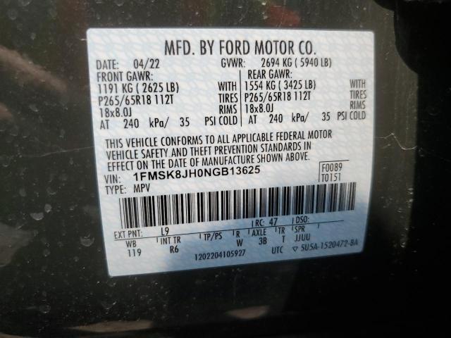 Photo 12 VIN: 1FMSK8JH0NGB13625 - FORD EXPLORER T 