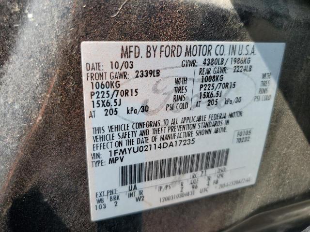 Photo 12 VIN: 1FMYU02114DA17235 - FORD ESCAPE XLS 