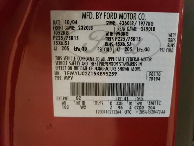 Photo 11 VIN: 1FMYU02Z15KB95259 - FORD ESCAPE 