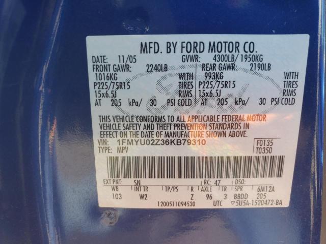 Photo 12 VIN: 1FMYU02Z36KB79310 - FORD ESCAPE 