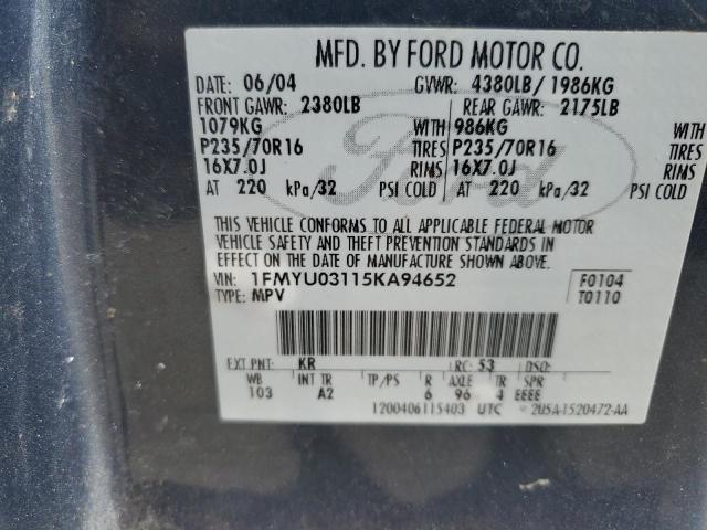 Photo 13 VIN: 1FMYU03115KA94652 - FORD ESCAPE XLT 