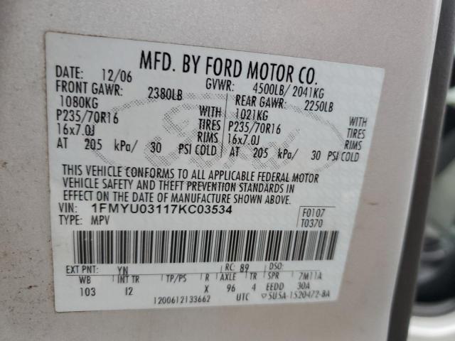 Photo 12 VIN: 1FMYU03117KC03534 - FORD ESCAPE XLT 