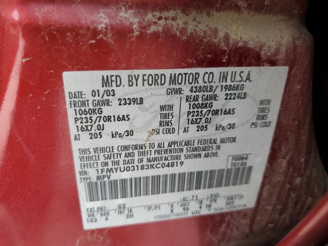 Photo 12 VIN: 1FMYU03183KC04819 - FORD ESCAPE XLT 