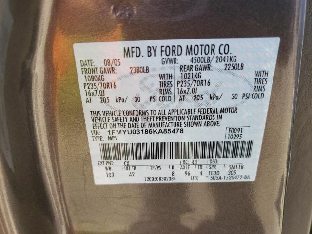 Photo 12 VIN: 1FMYU03186KA85478 - FORD ESCAPE 