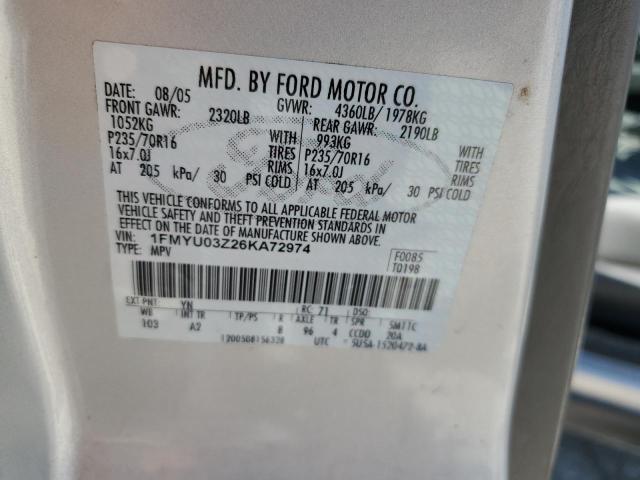 Photo 12 VIN: 1FMYU03Z26KA72974 - FORD ESCAPE XLT 