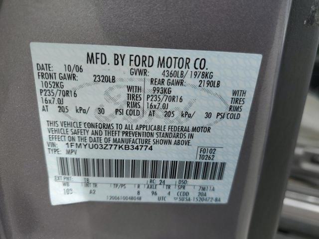 Photo 12 VIN: 1FMYU03Z77KB34774 - FORD ESCAPE 