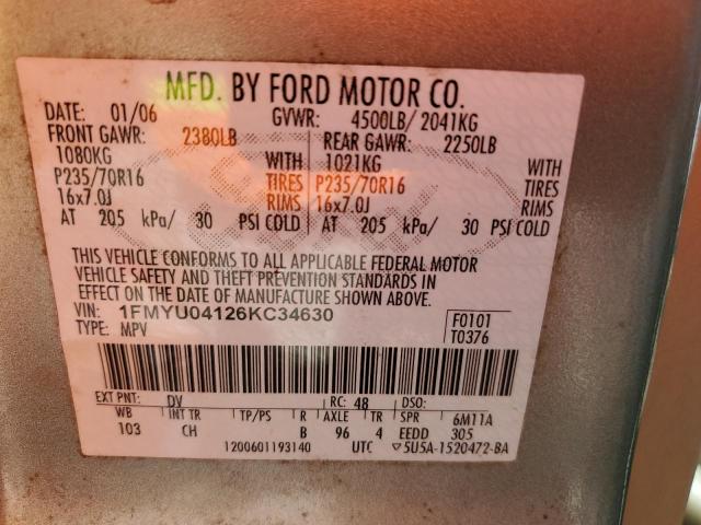 Photo 12 VIN: 1FMYU04126KC34630 - FORD ESCAPE 