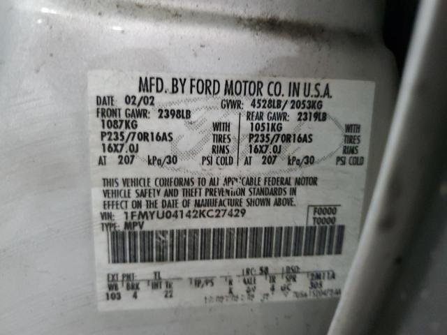 Photo 11 VIN: 1FMYU04142KC27429 - FORD ESCAPE XLT 