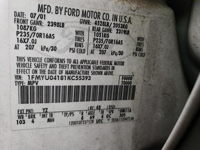 Photo 12 VIN: 1FMYU04181KC55393 - FORD ESCAPE XLT 