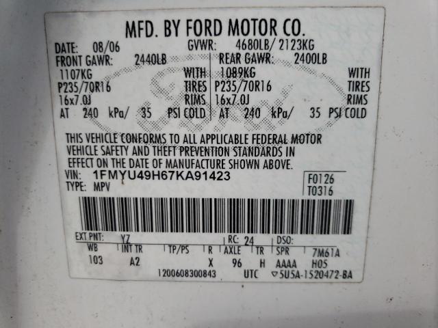 Photo 11 VIN: 1FMYU49H67KA91423 - FORD ESCAPE HEV 