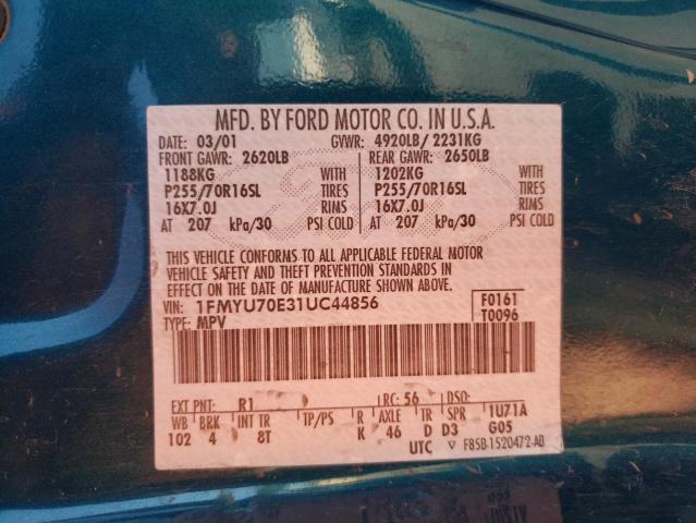 Photo 12 VIN: 1FMYU70E31UC44856 - FORD EXPLORER 