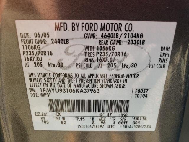 Photo 12 VIN: 1FMYU93106KA37963 - FORD ESCAPE 