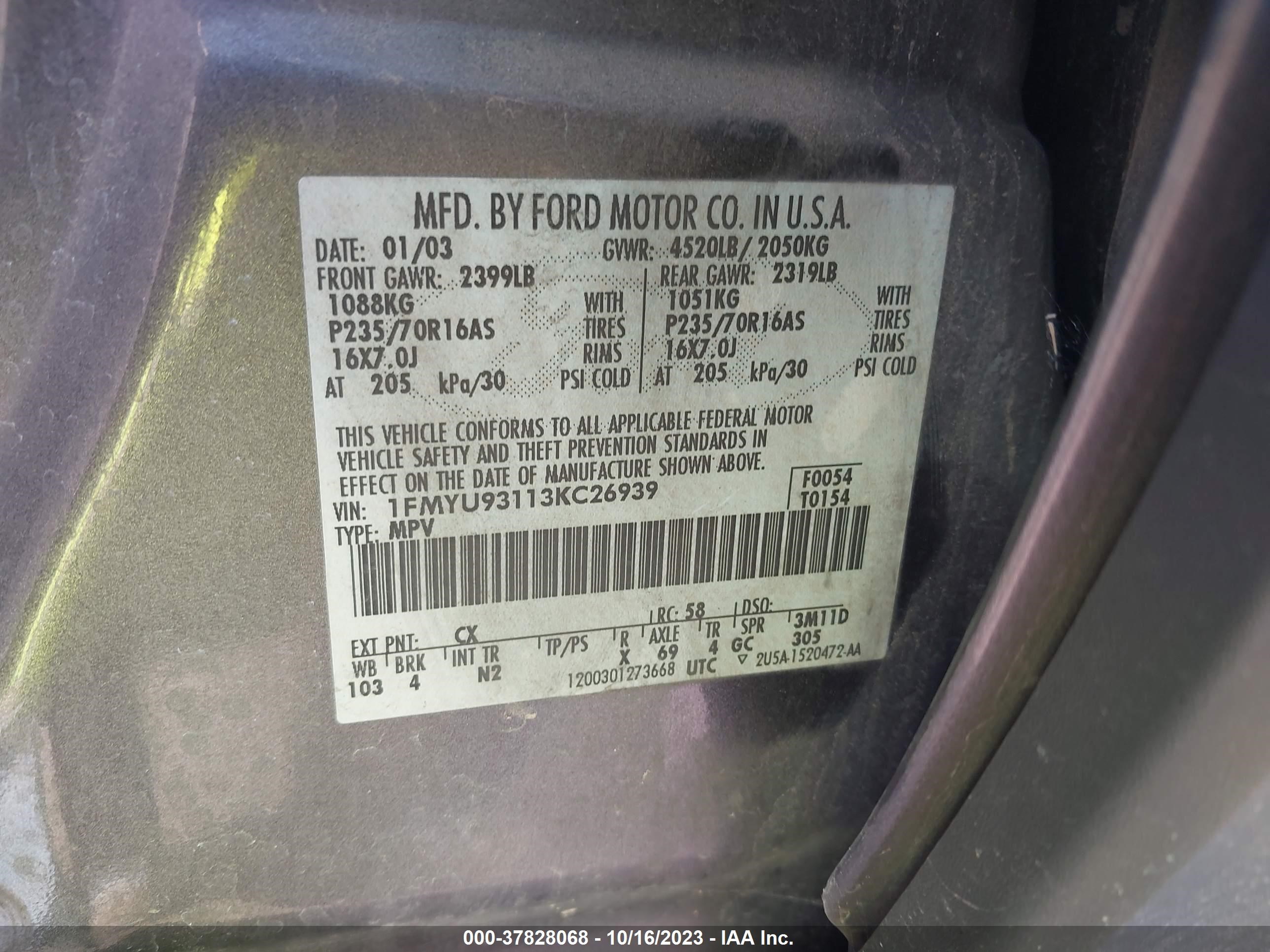 Photo 8 VIN: 1FMYU93113KC26939 - FORD ESCAPE 