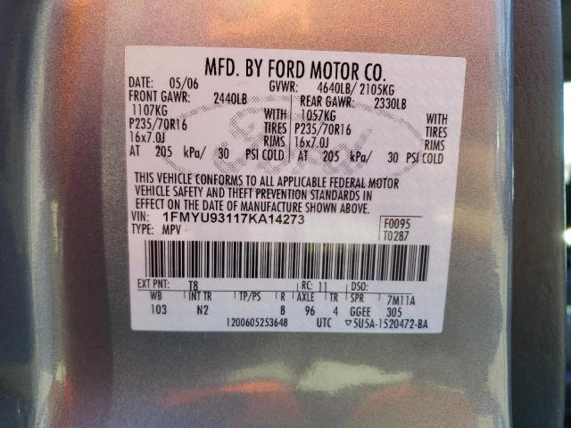 Photo 12 VIN: 1FMYU93117KA14273 - FORD ESCAPE XLT 