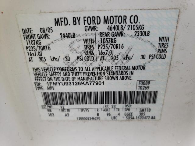 Photo 13 VIN: 1FMYU93126KA77901 - FORD ESCAPE 