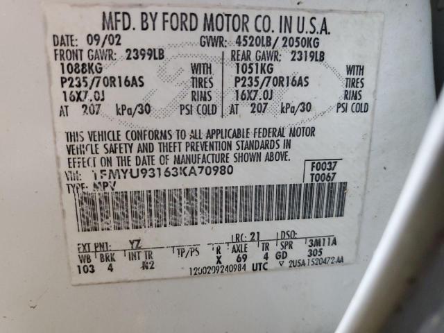 Photo 12 VIN: 1FMYU93163KA70980 - FORD ESCAPE 