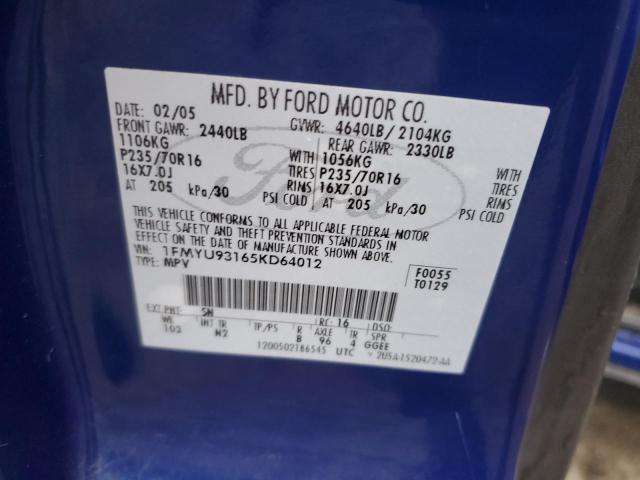 Photo 12 VIN: 1FMYU93165KD64012 - FORD ESCAPE XLT 