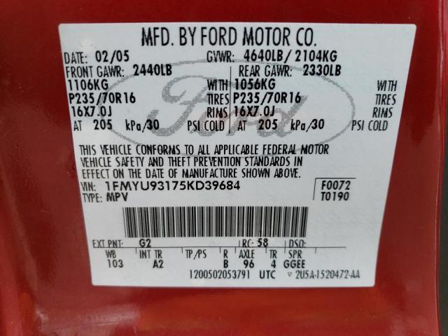 Photo 12 VIN: 1FMYU93175KD39684 - FORD ESCAPE 