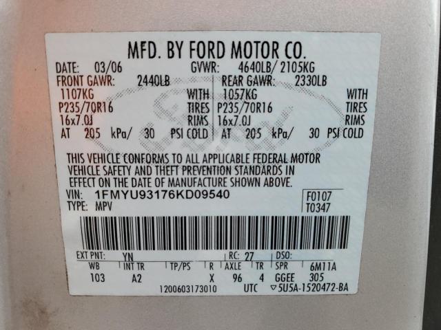 Photo 11 VIN: 1FMYU93176KD09540 - FORD ESCAPE 