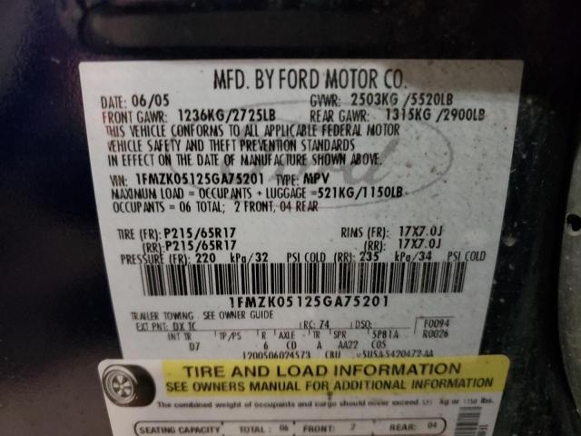 Photo 11 VIN: 1FMZK05125GA75201 - FORD FREESTYLE 