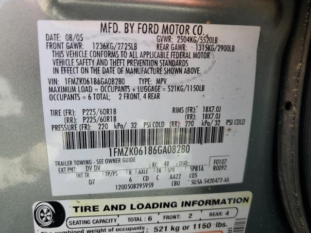 Photo 12 VIN: 1FMZK06186GA08280 - FORD FREESTYLE 