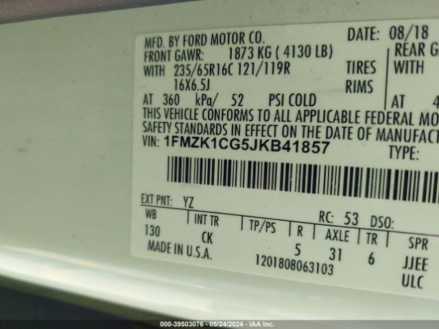 Photo 8 VIN: 1FMZK1CG5JKB41857 - FORD TRANSIT-150 