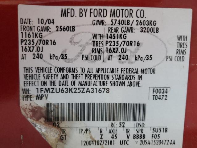 Photo 12 VIN: 1FMZU63K25ZA31678 - FORD EXPLORER 