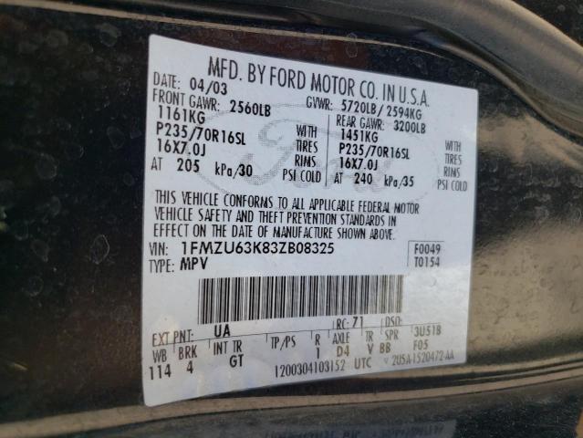 Photo 12 VIN: 1FMZU63K83ZB08325 - FORD EXPLORER 