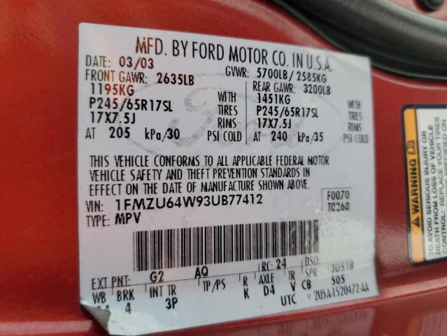 Photo 12 VIN: 1FMZU64W93UB77412 - FORD EXPLORER 