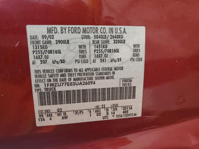 Photo 11 VIN: 1FMZU77E03UA26094 - FORD EXPLORER S 