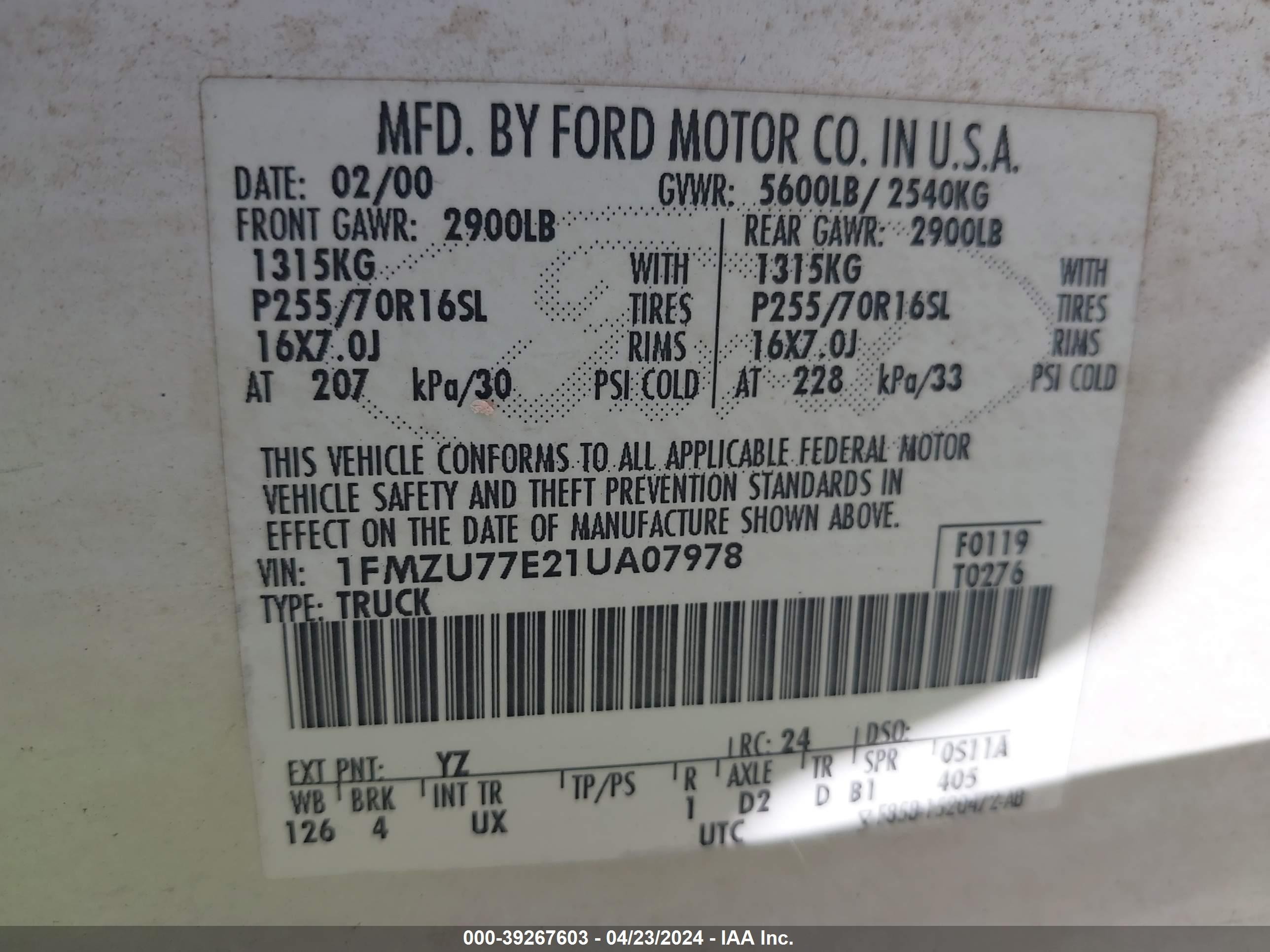 Photo 8 VIN: 1FMZU77E21UA07978 - FORD EXPLORER SPORT TRAC 