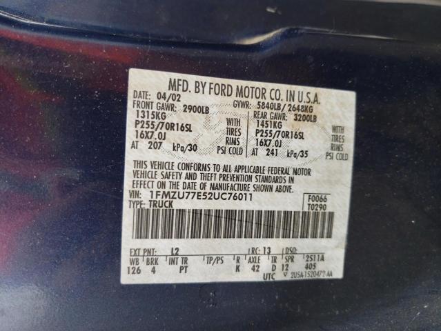 Photo 11 VIN: 1FMZU77E52UC76011 - FORD EXP XLT 