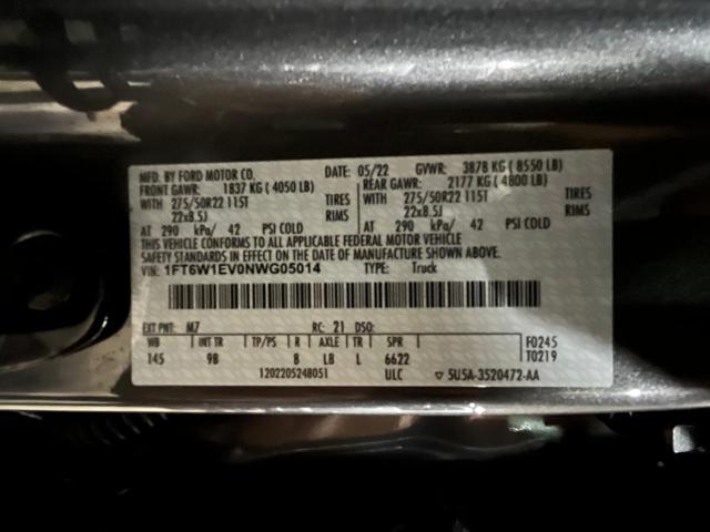 Photo 9 VIN: 1FT6W1EV0NWG05014 - FORD F150 LIGHT 