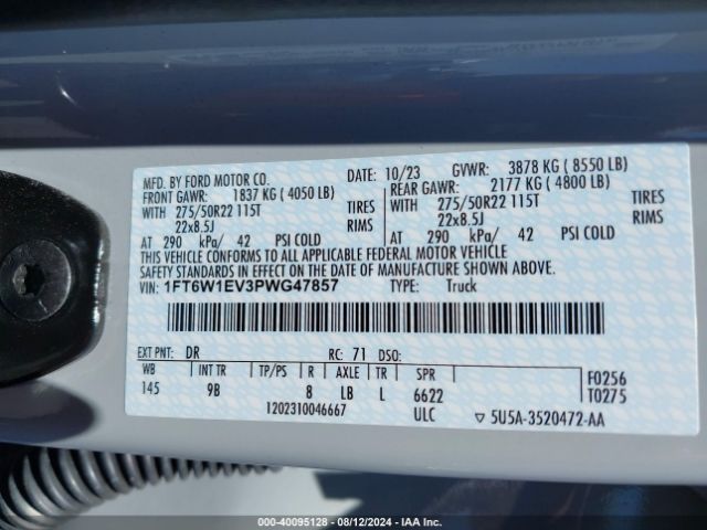 Photo 8 VIN: 1FT6W1EV3PWG47857 - FORD F-150 